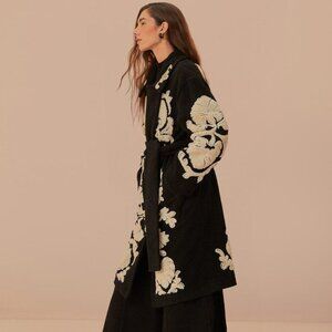FARM Rio - Helen Fleece Coat (Black and White)